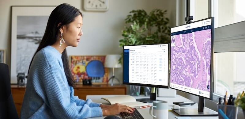 Pathologist two screen workstation